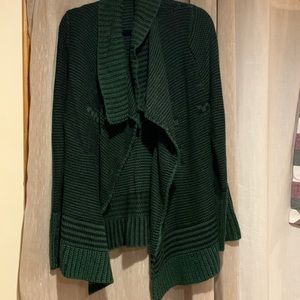 Green and black cardigan